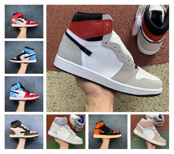 

og 1 1s high 2020 jumpman travis scotts chicago unc basketball shoes mens shattered backboard 3.0 smoky gray designer sports sneakers, Black