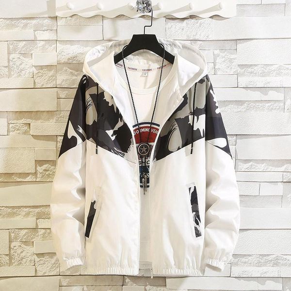 

camouflage jacket men printed hooded jacket patchwork windbreaker coats casual camo designer college color block autumn1, Black;brown