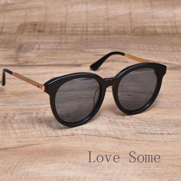 

sunglasses retro korean brand design gentle lovesome round women men acetate big frames polarizing uv400 glasses with case, White;black