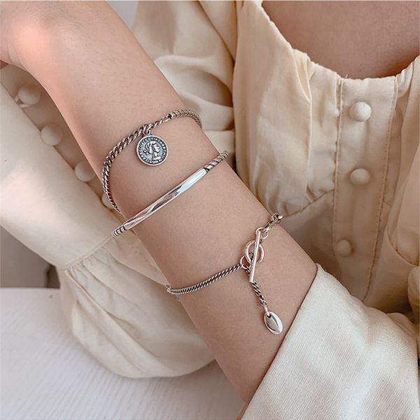 

charm bracelets 925 sterling silver bracelets pendant woman retro bracelet chic original bracelet for birthday gift, Golden;silver