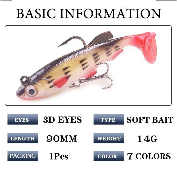 

1pcs fishing lure head lead soft lure tail wobblers 7.8cm 12g sile artificial bait with weight soft bait five-co bbyxne