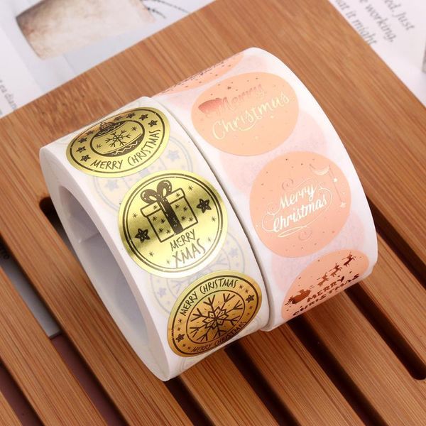 

500pcs santa merry christmas stickers circle paper sealing label stickers for bakery packaging decoration gifts stationery1