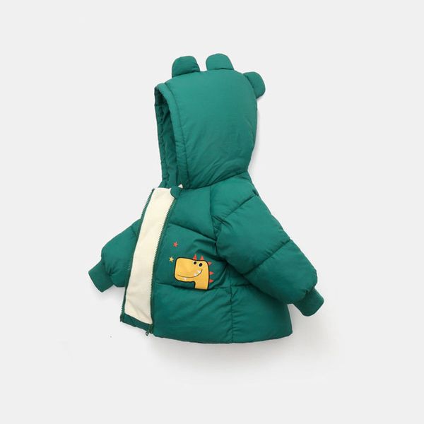

children's baby's down thickened cotton jacket, boys' and girls' winter coat, dinosaur suit, Black