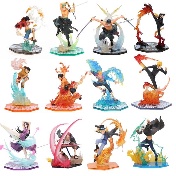 

17-20cm anime one piece roronoa zoro luffy ace boa sanji shanks sabo pvc action figure toys one piece battle ver y200421