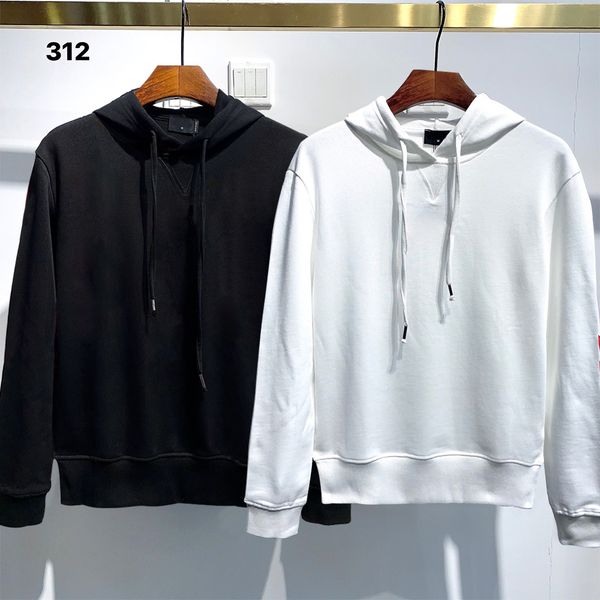 

sweatshirt men street dance skateboard cotton classic embroidery round neck plus velvet fashion have hat new styleqfmyn, Black