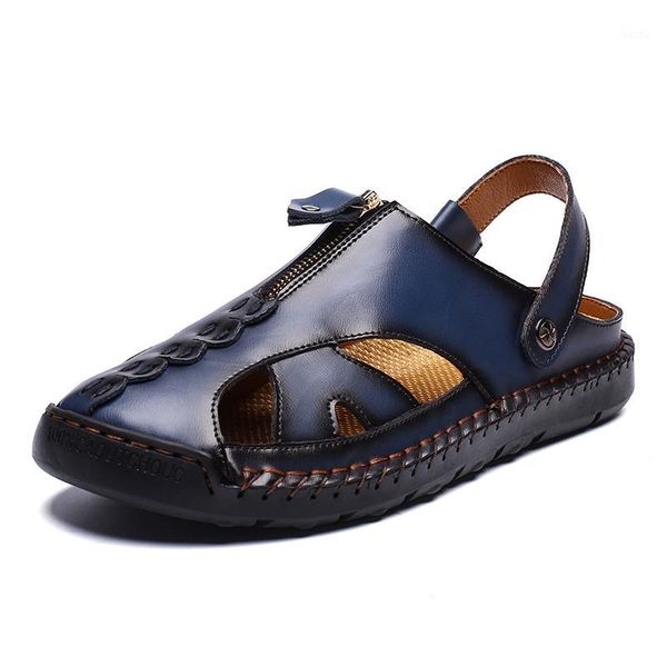 

sandals sandel sandalet casual summer leather mens roman outdoor rubber sandels sandale shoes safety for rasteira sandalia herren1, Black