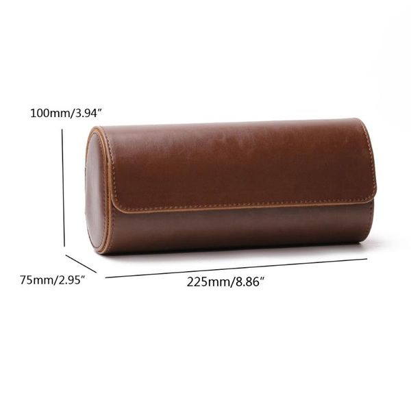 

3 slots watch roll travel case chic portable vintage leather display watch storage box with slid in out organizers, Pink;blue