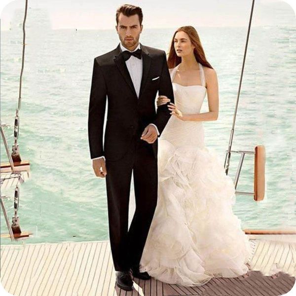 

men's suits & blazers black men wedding man jacket slim fit groom tuxedos terno masculino latest coat pant designs costume homme 2piece, White;black