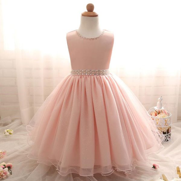 

o-neckline pink tulle flower girl dresses for wedding ball gown princess girls pageant gowns children communion dresses real ps, White;blue