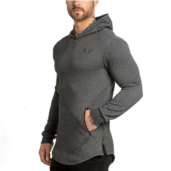 

new sport shirt men cotton hooded long sleeve gym fitness t shirt men hoody dry fit men running shirts crossfit t-shirts gym top, Gray;blue