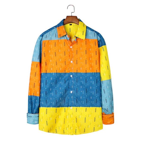 

men's casual shirts -selling trendy long-sleeved printing and comfortable lapel button shirt#g30, White;black