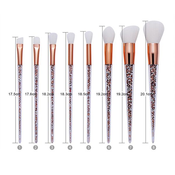 

sexysheep 8 pcs glitter diamond crystal handle makeup brushes set powder foundation eyebrow face make up brush cosmetic foundati 2