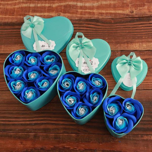 

mother's day heart shaped soap flower gift box scented bath body petal flower soap heart wedding decor artificial rose flower dh1275 t0