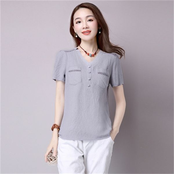 

2021 new women's shirts will see t'more queen's size cotton-style t-shirt ladies'low v-low casual t-shirts mujer wxf104, White