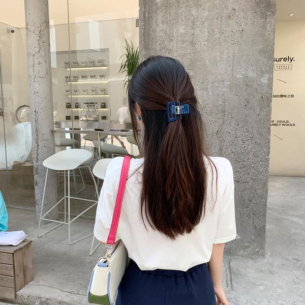 

aomu 1 шт. квадратный ацетат акриловые ins корейский волос клипы для волос девушки художники claps clams clamp аксессуары для волос для женщ, Golden;white