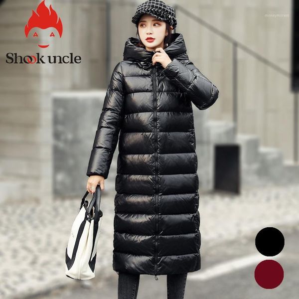 

hooded 80% duck down jacket women winter 2019 outerwear coats female long casual loose ultra thick warm down puffer jacket parka1, Black