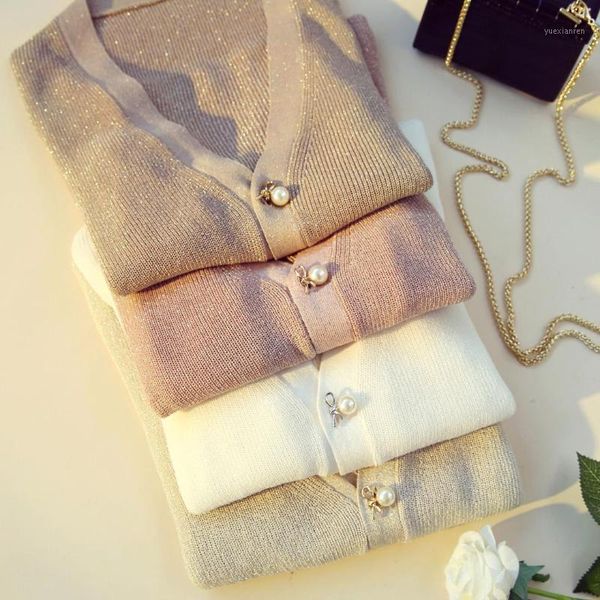 

2019 spring autumn knitwear cardigan jacket women v collar thin sweater knitted sunscreen girl lady holiday beach coat1, White