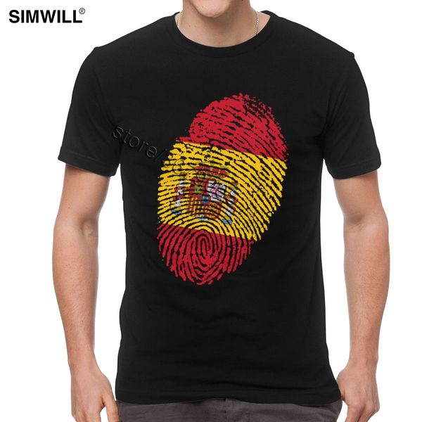 

sport vintage distressed fingerprint espana t shirts for men soft cotton spain flag proud t-shirts short sleeves o-neck tee