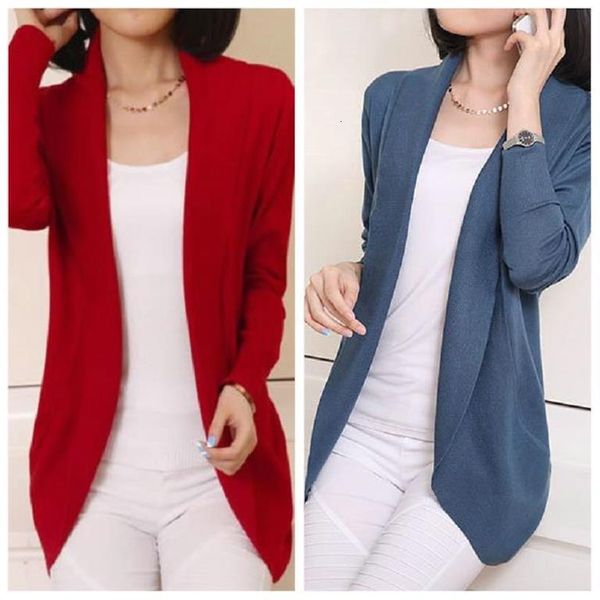 

s xl spring autumn plus size slim woman thin sweater coat loose in the long scarf collar cardigan knitwear outerwear, White;black