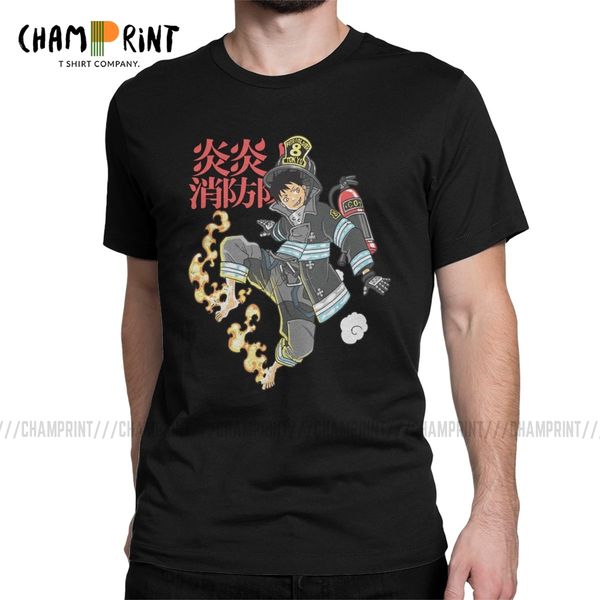 

firefighter men's t shirt fire force anime fun tees short sleeve round neck t-shirts gift idea sport hooded sweatshirt hoodie