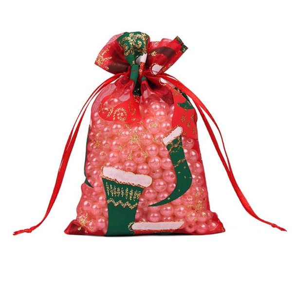 

10pcs christmas organza bags candy gift sheer bag jewellery wedding party xmas m17d