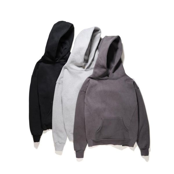 

side split oversize plain winter fleece hoodie hat hip hop streetwear front pocket sweatshirt men women unisex, Black
