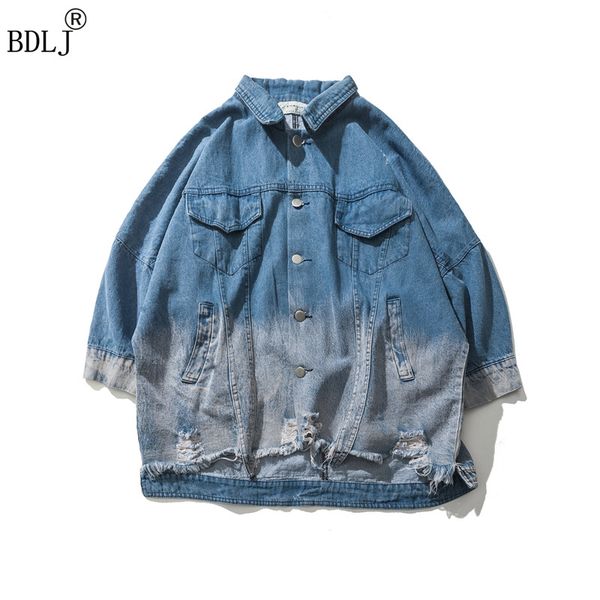 

spring new quality denim jackets men hip hop clothing seven sleeves street wear jeans jackets ing, Black;brown