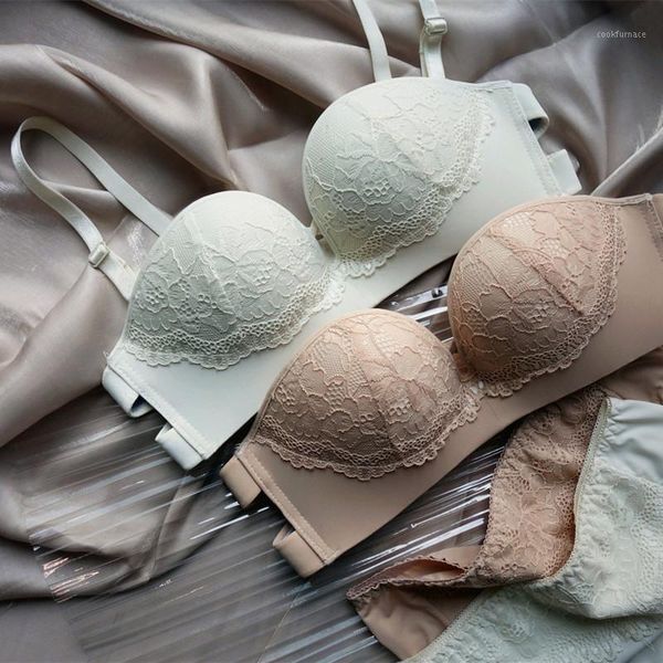 

seamless underwear women's sense of hollow cross beauty back gathered no steel ring tube lingerie sets push up bralette1, Red;black