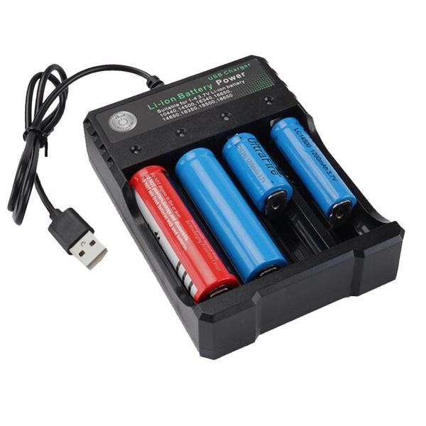 

4.2v 18650 charger four slots li-ion battery usb independent charging portable electronic 10440 14500 16340 16650 14650 18350 18500 18650 uf