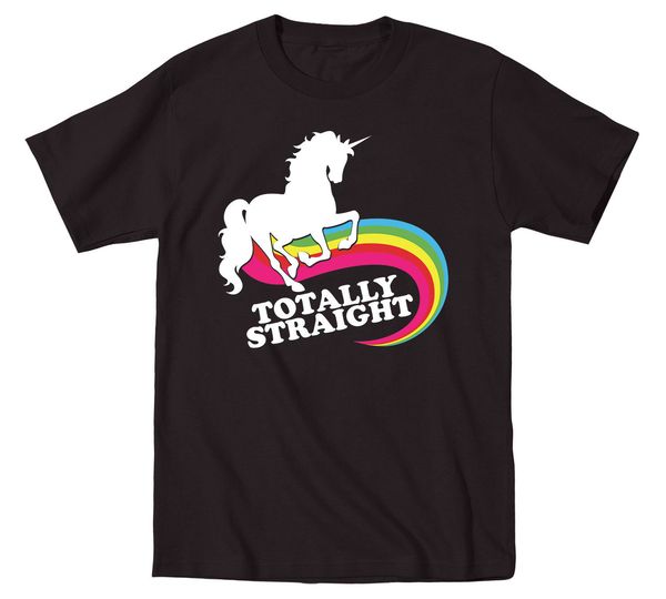 

new fashion brand short sleeve summer t shirt totally straight funny rainbow unicorn gay pride men t shirts sport hooded sweatshirt hoodie