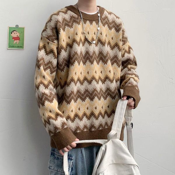 

winter retro sweater men's warm fashion casual o-neck knitted pullover men loose korean knitting sweaters mens clothes -2xl1, White;black