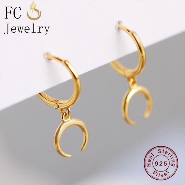 

fc jewelry 925 silver minimalist gold color crescent hoop earring for women geometric ear piercing orecchini hanger autumn 20201, Golden;silver