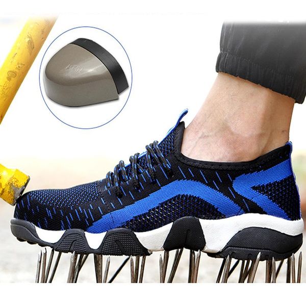 

male work sneakers toe cap work safety boot comfort men anti-puncture safety shoes indestructible shoes boots, Black