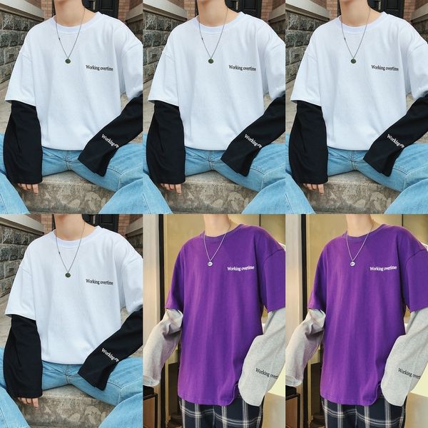 

lt0dc 2020 spring and autumn fashion loose t-shirtsweater couple sweater youth new printed casual versatile t base shirt fzbph, Black