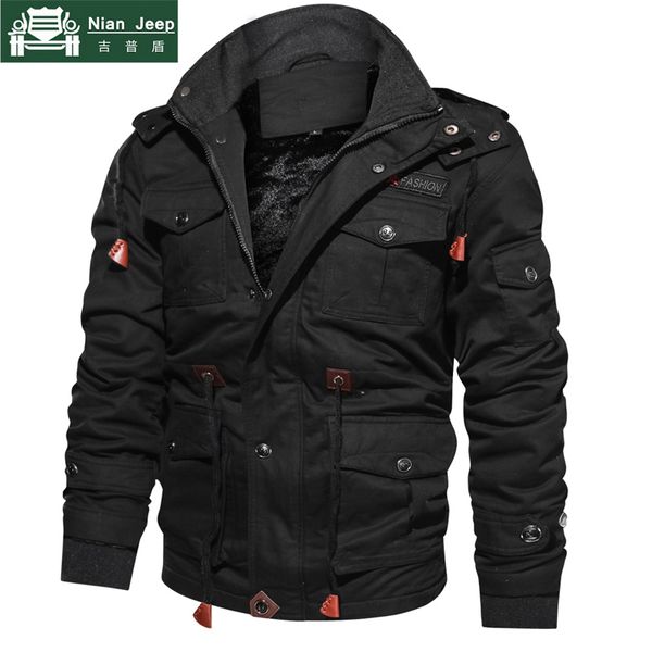 

new winter fleece jacket men outwear thick warm hooded coats mens military jacket male clothing plus size m-4xl c1001, Black