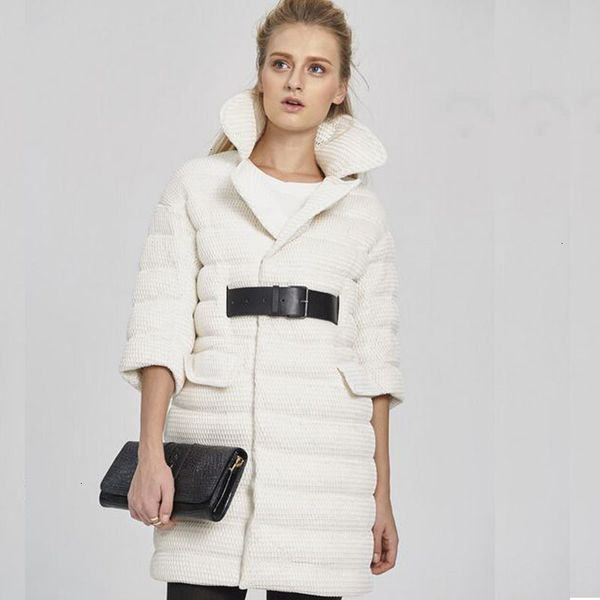 

women's paka, duck feather winter coat, fashion creative design, white, 2019