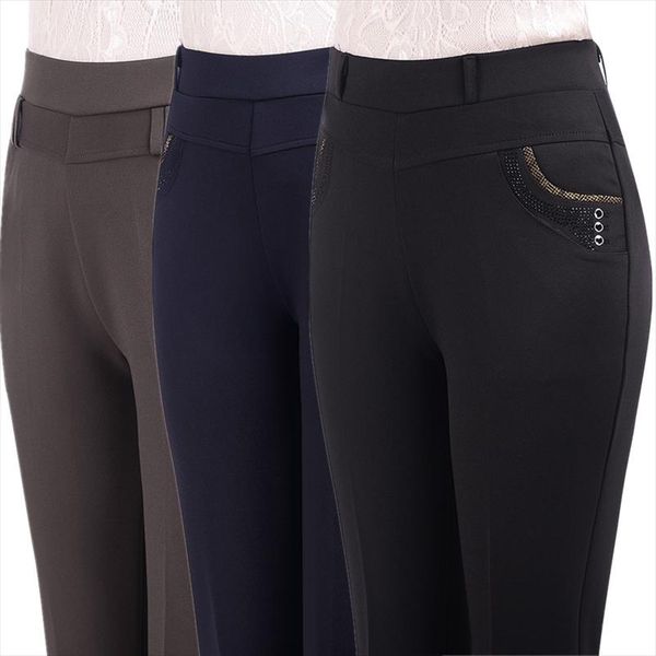 

middle aged women fashion casual pants 2021 loose tall waist womens pants new autumn winter women large size 9xl thick trousers, Black;white