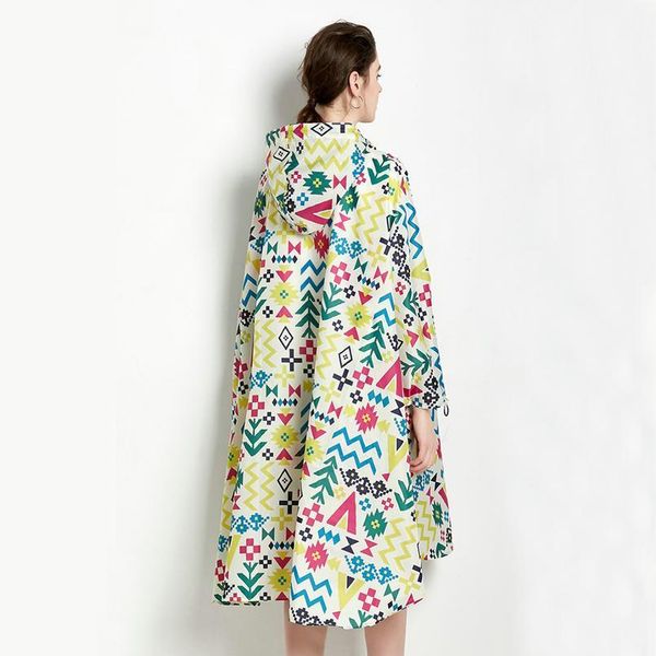 

1pc fashion colorful print lightweight waterproof poncho women rain cape hooded outdoor rain coat for ladies with bbyhut