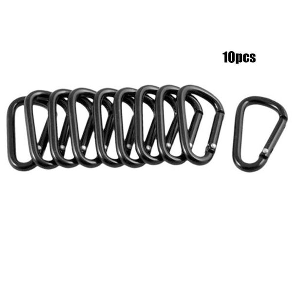 

5/10 pcs black aluminum carabiner d-ring buckle key chain clip camping button keyring snap hook outdoor travel kit q bbysft