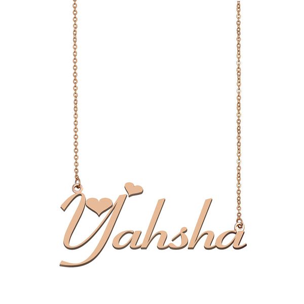 

yahsha name necklace custom nameplate pendant for women girls birthday gift kids friends jewelry 18k gold plated stainless steel, Silver
