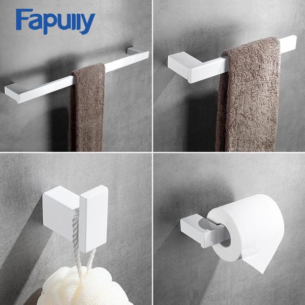 

fapully white bathroom accessories 4 piece sets bath wall mount sets single towel bar robe hook paper holder hardware g120 4w bbyjam bwkf