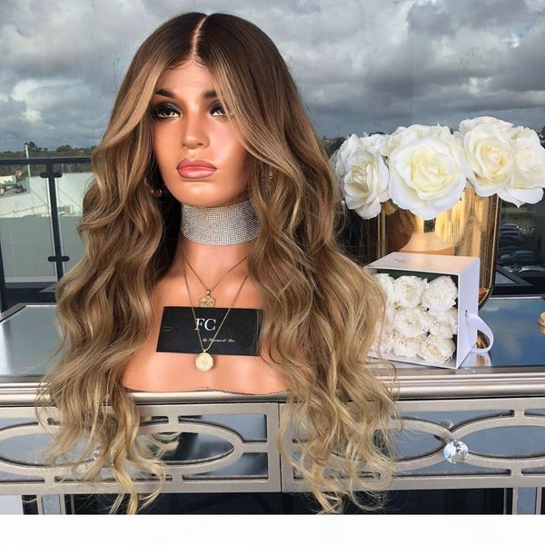 

no bad smell european and american wig female temperament light brown long curly hair micro curly hair long straight hair dyed chemical fibe, Black