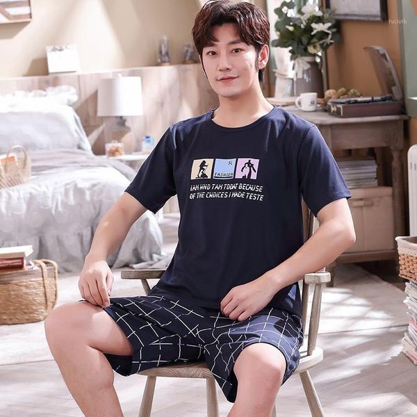 

pullover short sleeve pants pajama 6535 cotton summer boy man jammies o-neck home cozy casual sleepwear nightwear pyjamas hde1, Black;brown