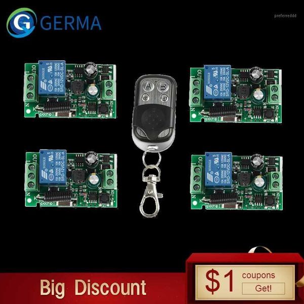 

remote controlers germa 433mhz wireless control switch ac 85v ~ 250v 110v 220v 1ch relay receiver module + rf transmitter for garage door1