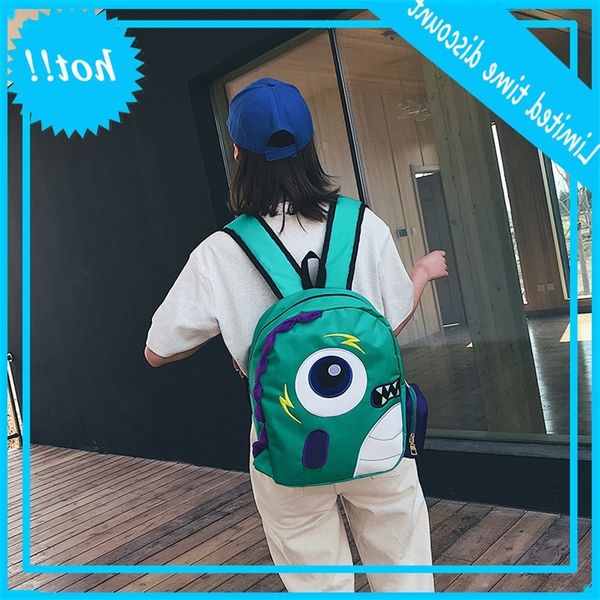

female 2020 new cartoon student canvas backpack creative funny dinosaur schoolbag parent child bag