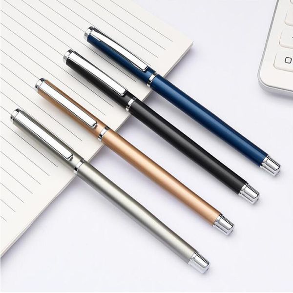 

deli metal sign pen s82 metal gel ink pen 4 colors 0.5mm black ink pull out for school office home stationery1