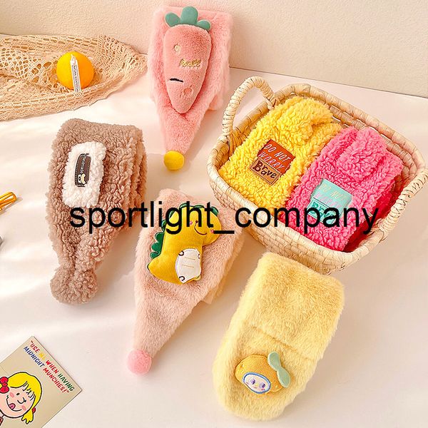 

winter children cute cartoon fruit plush scarf girl baby soft thick warm and windproof collar scarf outdoor warmth kids, Red;brown