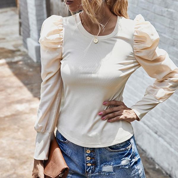 

women blouses office lady shirts o-neck solid color long sleeve ruched blouse autumn women clothing camisas mujer1, White