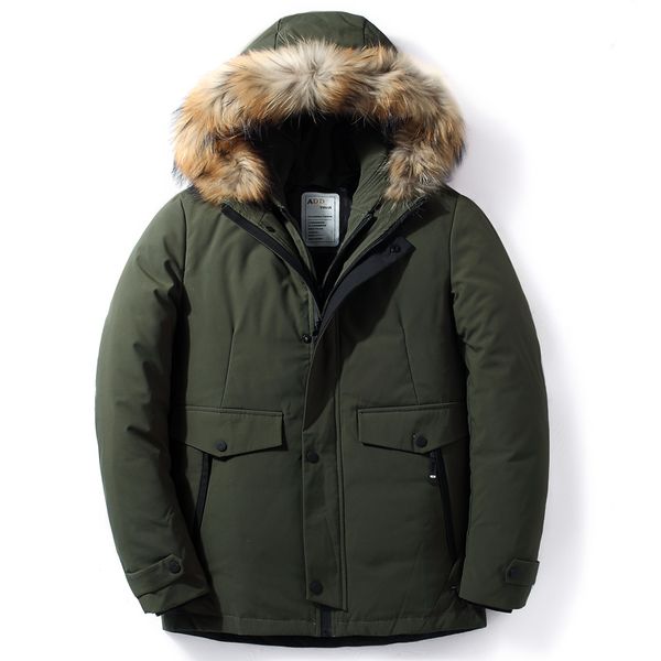 

2019 new men down jacket winter thick warm fashion men's coat fur collar hooded men white duck down coat c1021, Black