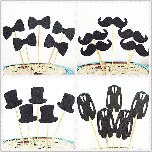 

vmscl bow decoration beard plug-in suit black suit men's cake hat hat god cake tie card gentleman plug-in q2cwr